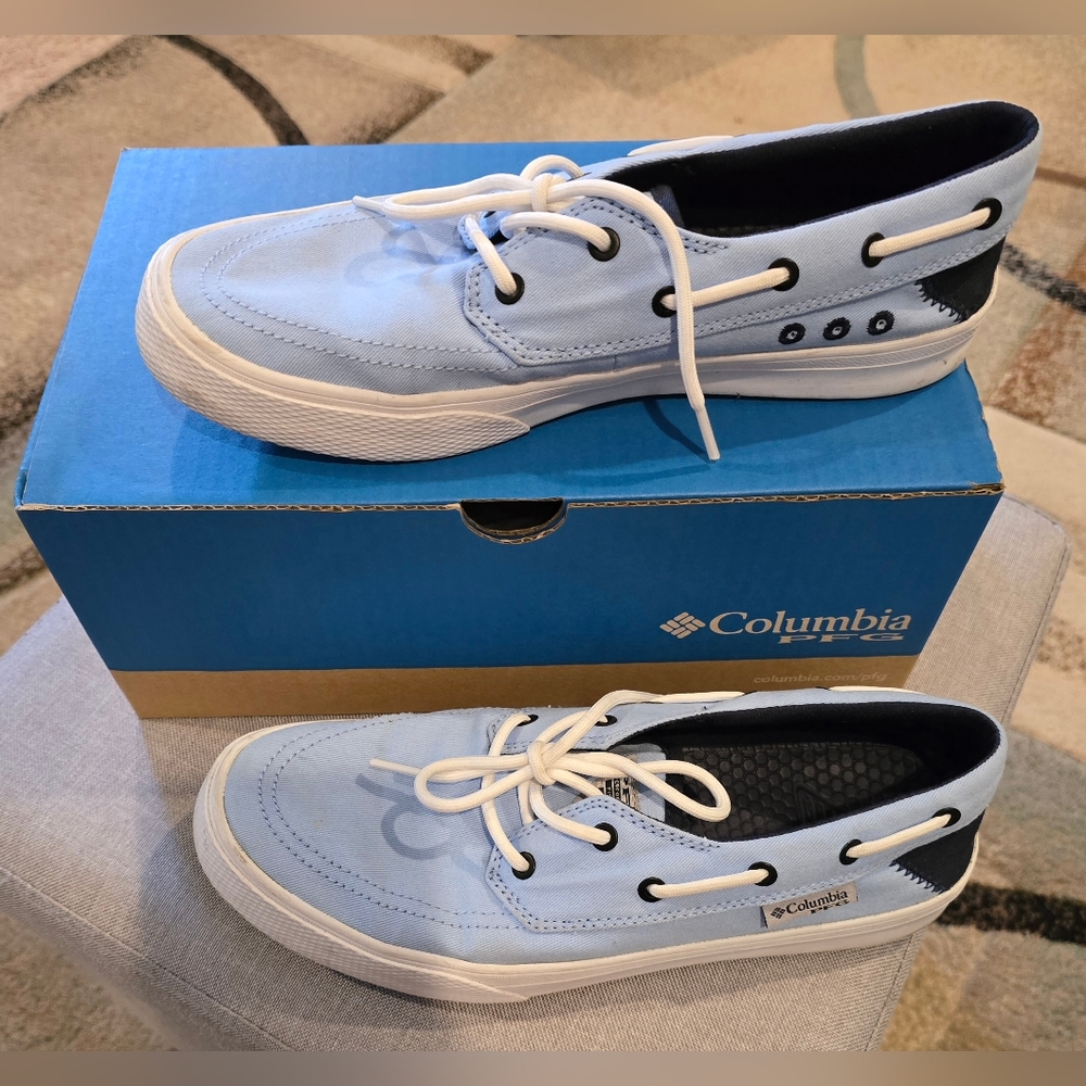 Columbia PFG Light Blue Slackwater Women's Boat Shoe Size 9, Used